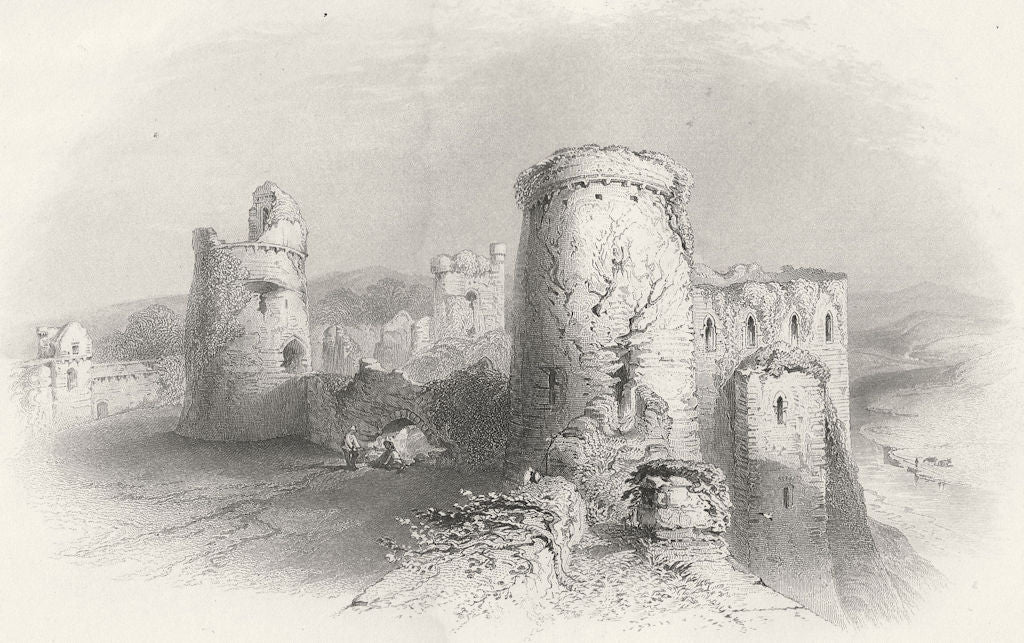 WALES. Kidwelly Castle from Battlements-Bartlett c1860 old antique print